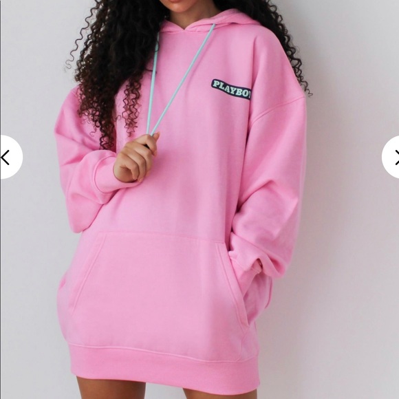 Playboy Pink Bunny Back Hoodie Dress 